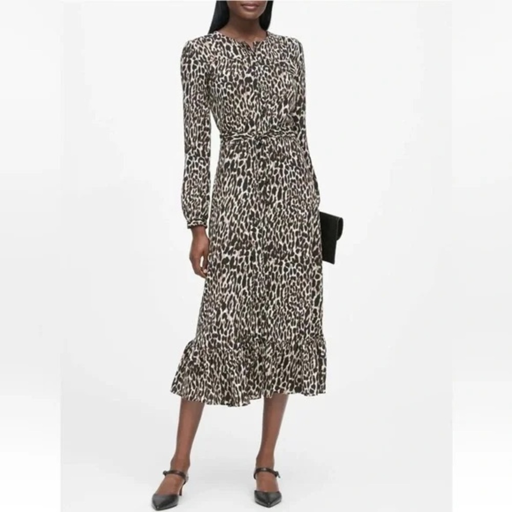Banana Republic Leopard Print Dress, size 8 petite
